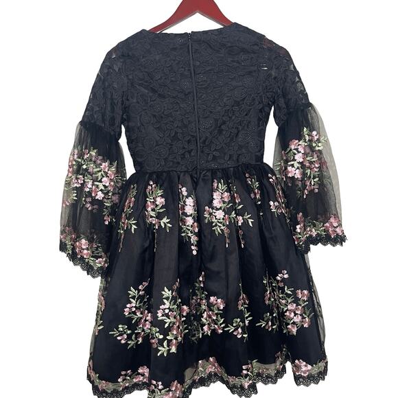 Chasing Fireflies black pink floral corset fairy dress sz 12 - Picture 5 of 8